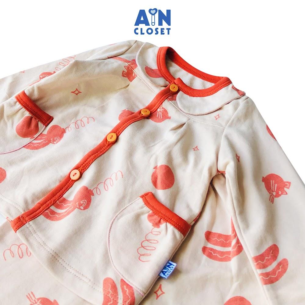 Bộ quần áo dài bé gái họa tiết Thỏ cam tai dài thun da cá - AICDBGBN6RN9 - AIN Closet