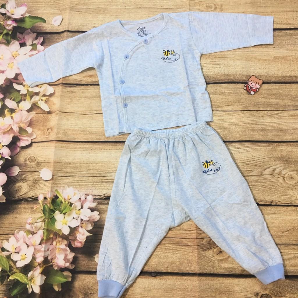 Bộ dài tay sơ sinh Unchi cotton thông hơi cho bé