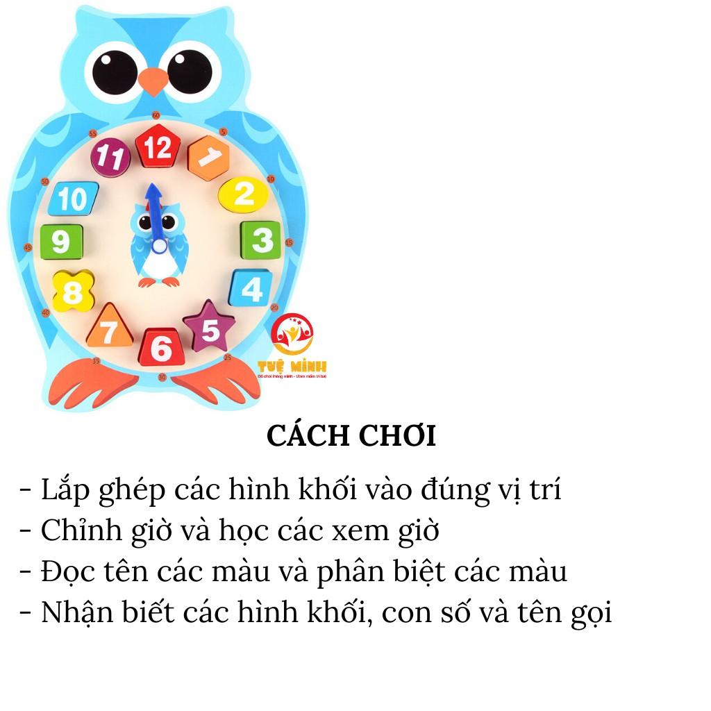 Đồng Hồ Phân Biệt Màu Sắc Hình Khối Con Cú Con Ếch Tuệ Minh Giúp Bé Học Xem Giờ