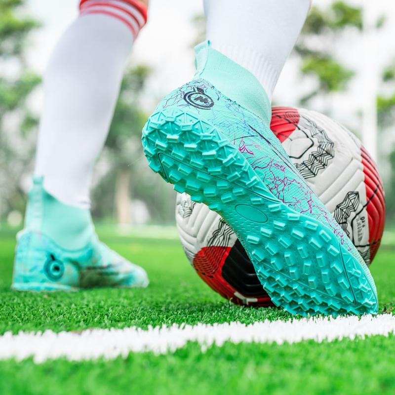 Giày bóng đá nam Giày đá bóng cao cấp FG/TF Grass Huấn luyện chống trơn trượt Cleats Football Futsal Sneaker Giày thể thao cho trẻ em Color: 068-D-Black Shoe Size: 33