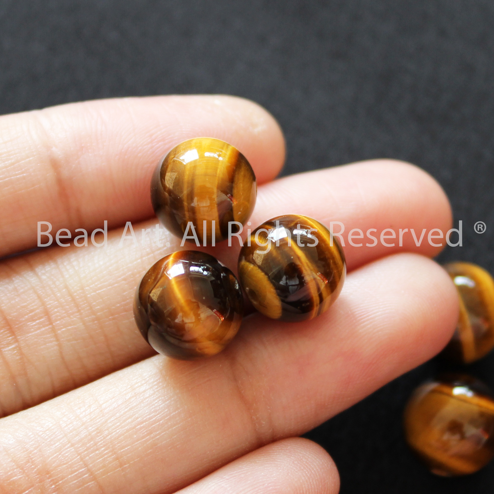 10MM Đá Mắt Hổ Vàng Nâu, Brown Tiger Eye, Mắt Cọp Vàng Tự Nhiên Loại AA, Đá Phối Vòng Tay Phong Thuỷ, Chuỗi Hạt, Mệnh Thổ, Kim - Bead Art