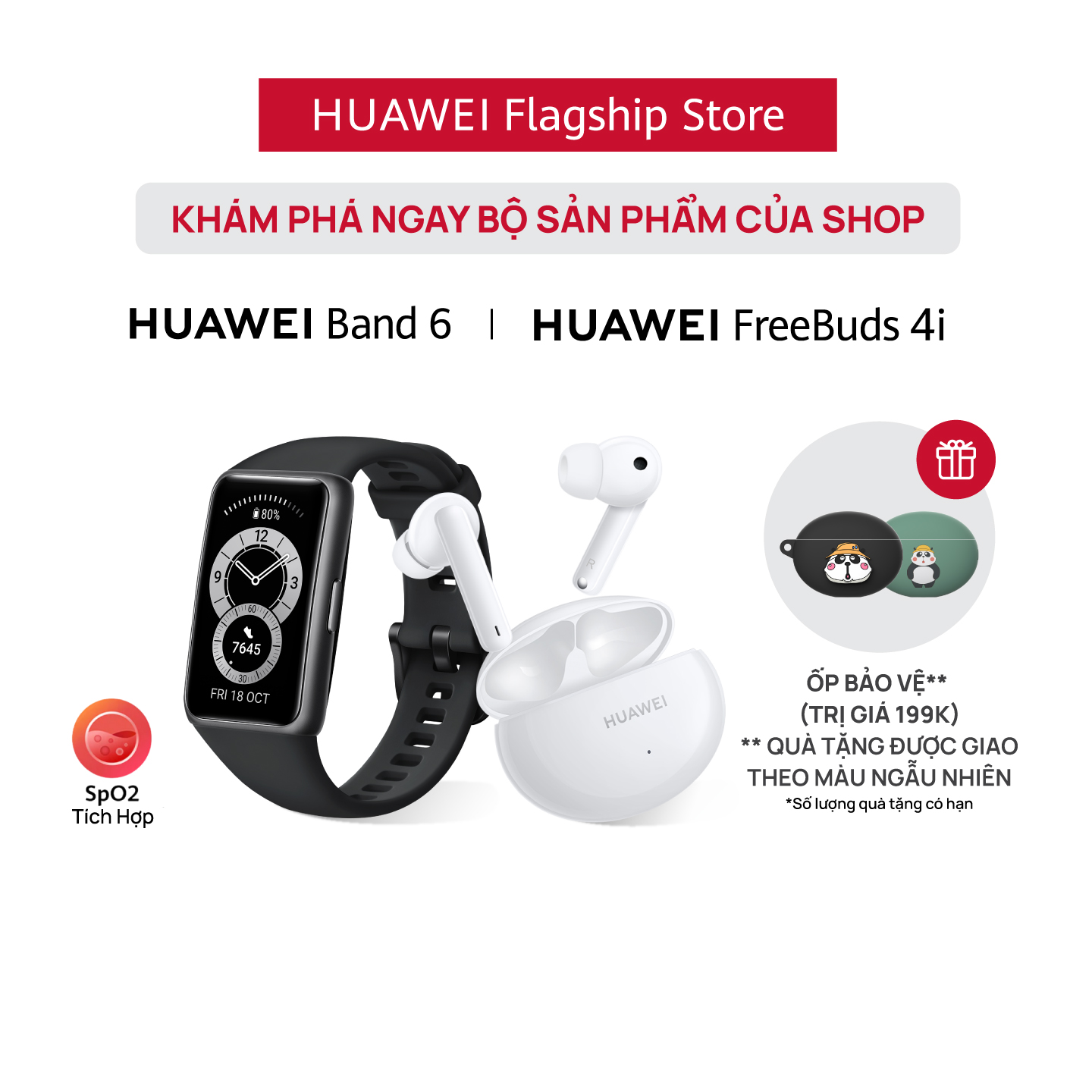 Bộ Sản Phẩm Huawei (Vòng Đeo Tay Thông Minh HUAWEI Band 6 + Tai Nghe Không Dây HUAWEI Freebuds 4i) | Hàng Chính Hãng