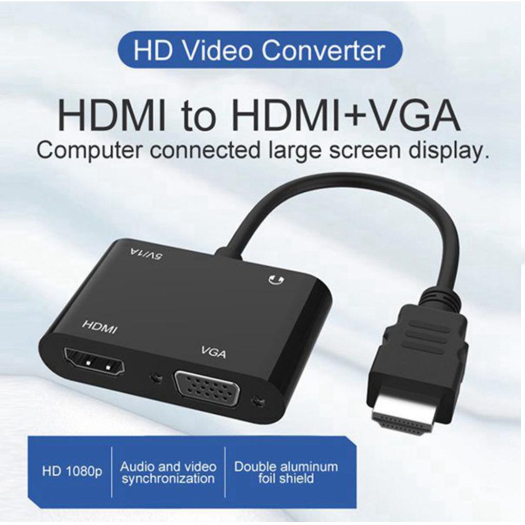 Bộ chia HDMI sang 2 màn hinh VGA + HDMI cùng lúc - Hồ Phạm