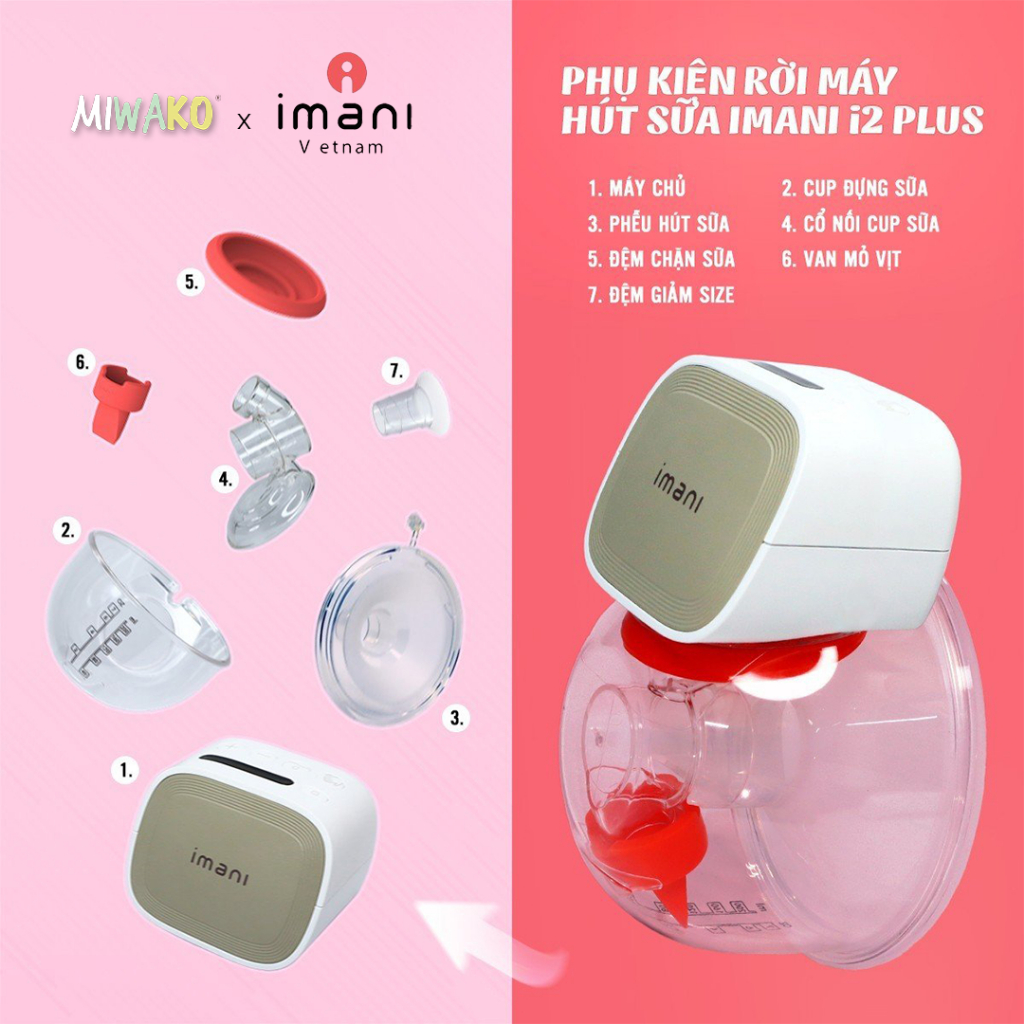 Máy hút sữa không dây IMANI I2 PLUS máy hút sữa rảnh tay chất liệu silicon không chứa BPA