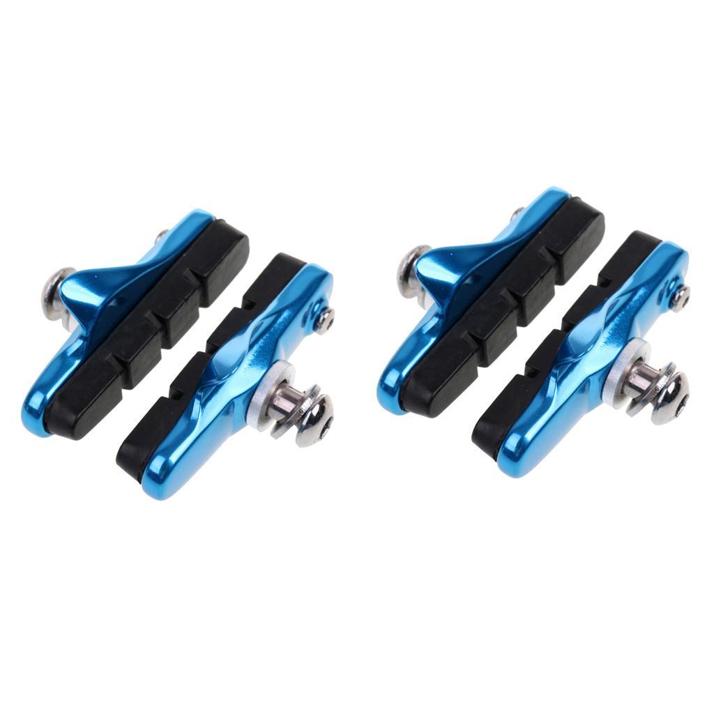 2 Pair Mountain Road Bicycle Cycling Bike Braking V-Brake Holder Shoes Rubber Pads Blocks Durable Parts