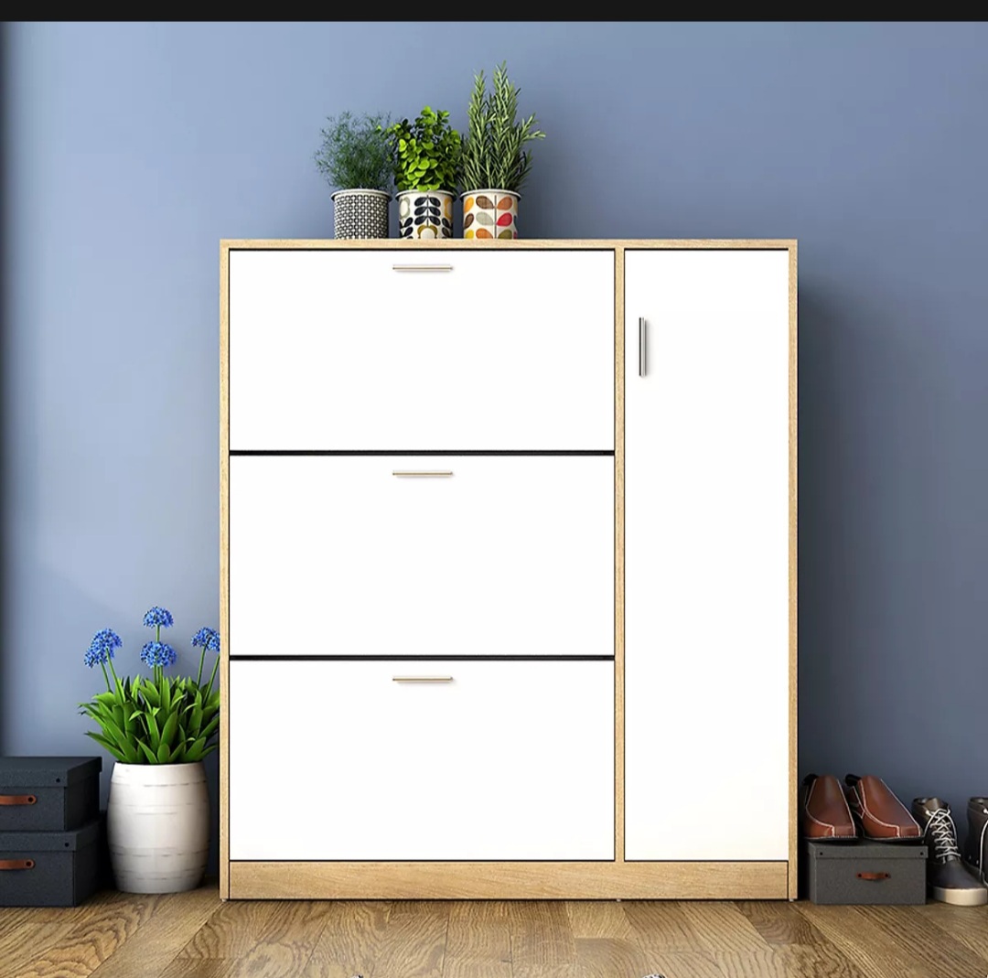 Tủ Giày Gỗ Mdf Melamine Trắng , Tủ Giày Thông Minh