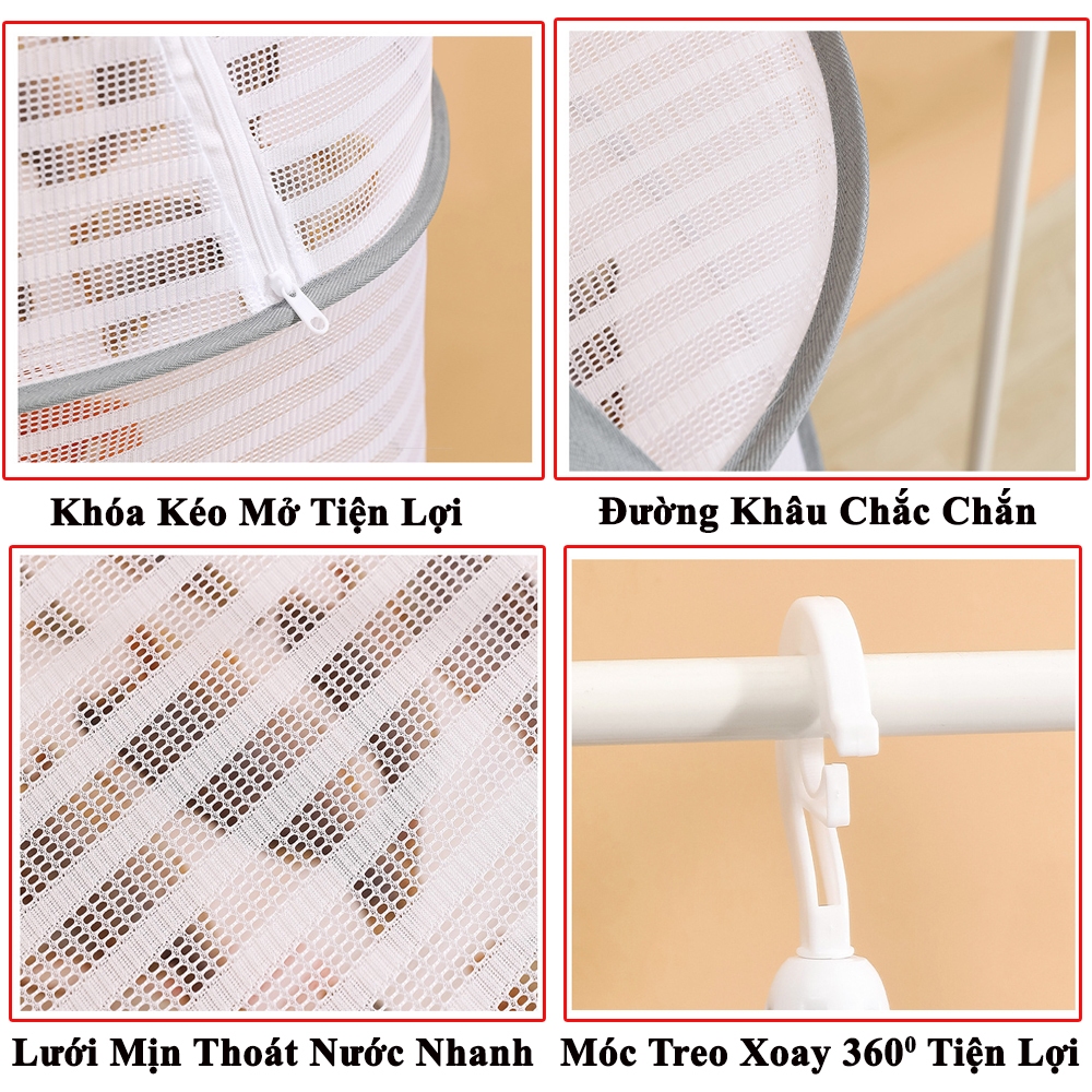 Lồng Phơi Thực Phẩm KUNBE Phơi Rau Củ Thảo Dược Chống Ruồi Muỗi, Côn Trùng Dễ Dàng Vệ Sinh Gấp Gọn