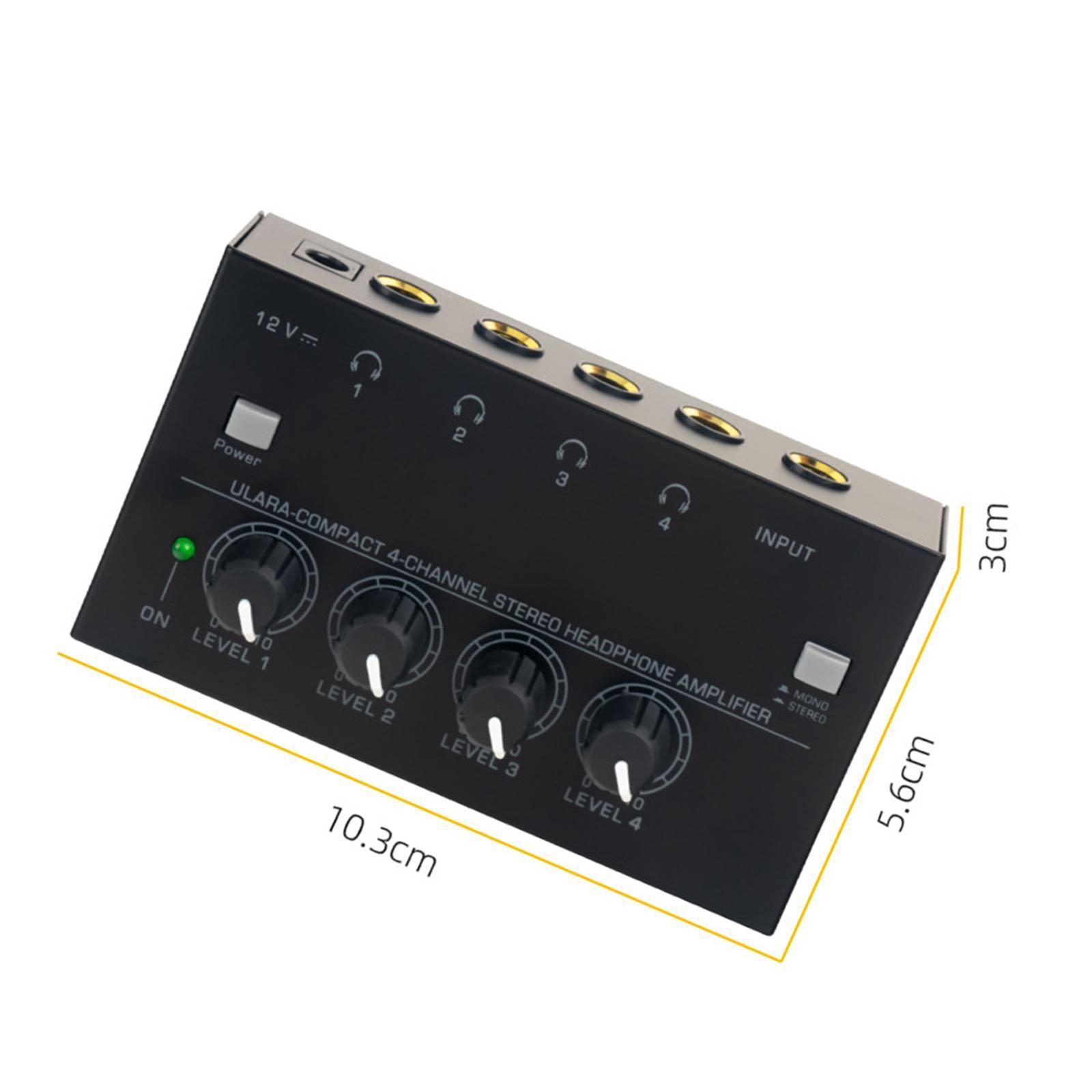 Stereo Headphone Amplifier, 4 Channel Headphone Splitter Amplifier for Studio Mixing