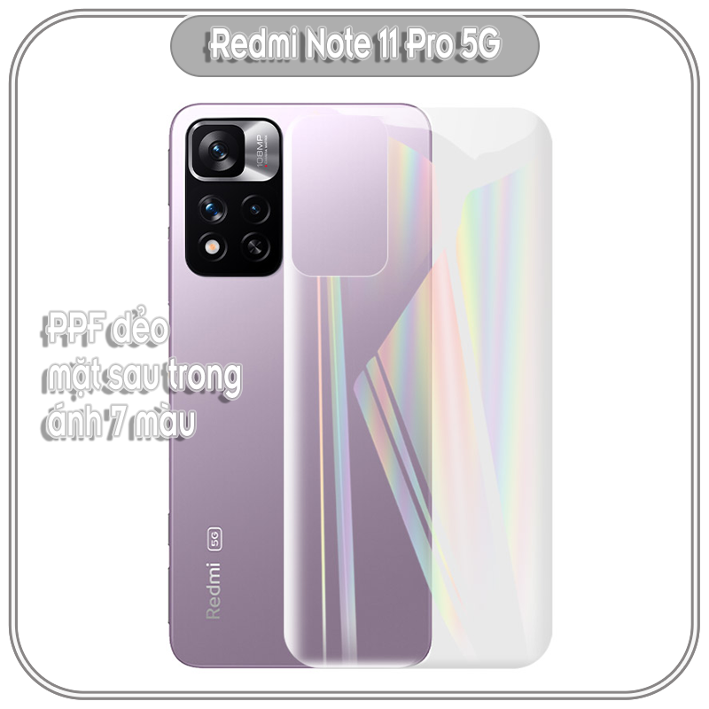 Miếng dán PPF 7 màu cho Xiaomi Redmi Note 11 Pro 5G chống trầy mặt lưng