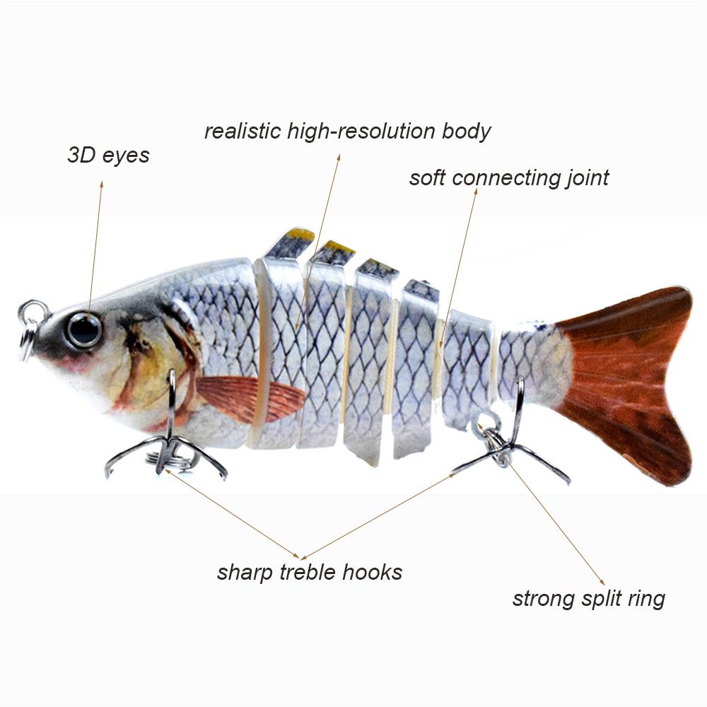 Mồi câu cá cứng nhân tạo 3D Lure VIB với thiết kế 7 đoạn chất liệu ABS bền.