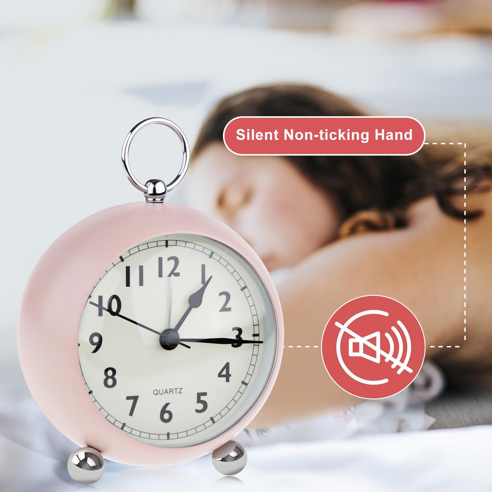 2Pcs Silent Bedside quartz clock Table Alarm Clock