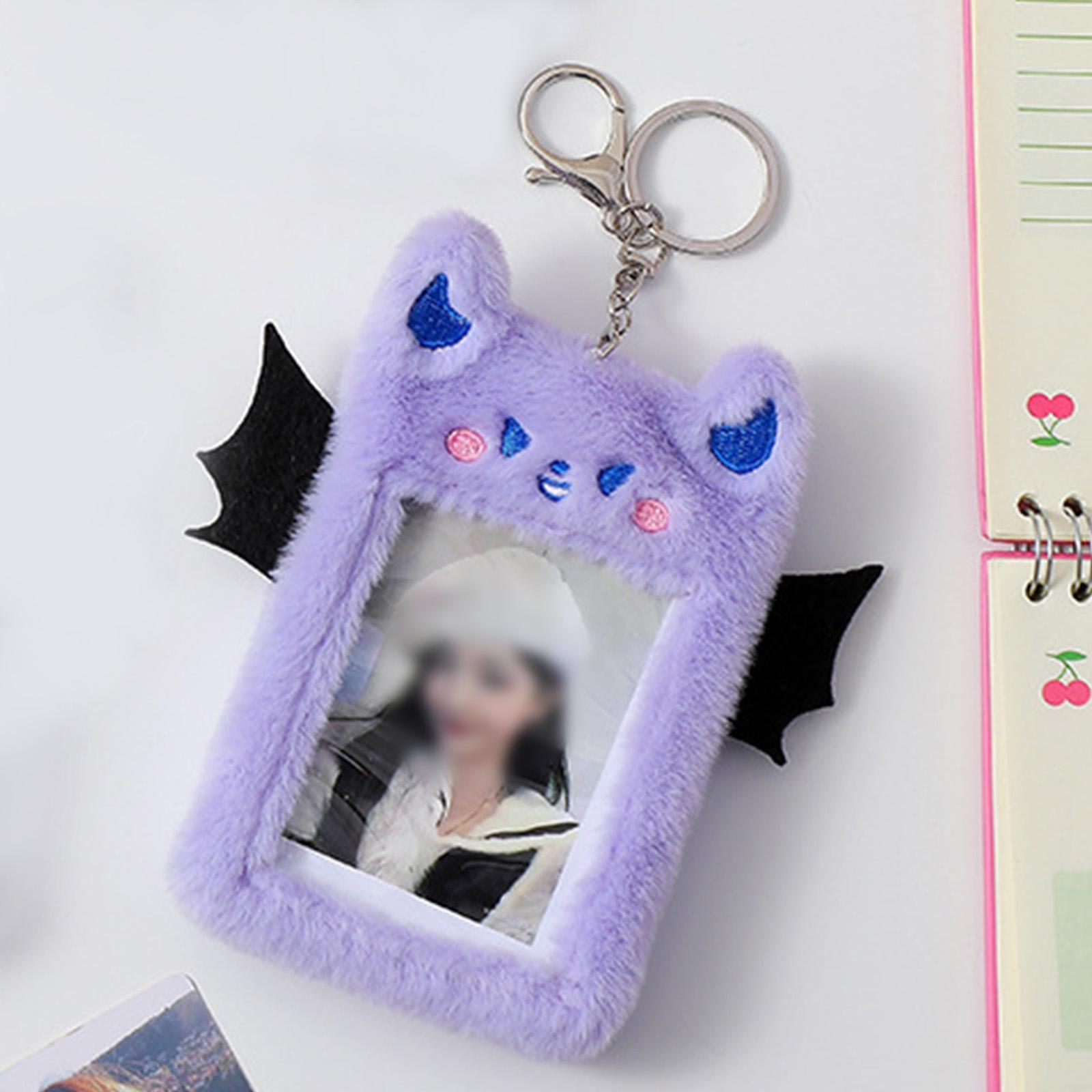 4pcs Plush Photo Card Holder with Keychain Photo Sleeves