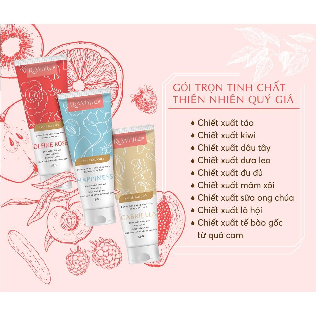 Combo 3 Gel Tẩy Tế Bào Chết REWHITEZ Define Rose, Gabriella, Happiness Giúp Dưỡng Hồng Vùng Nhạy Cảm Tuýp 50g