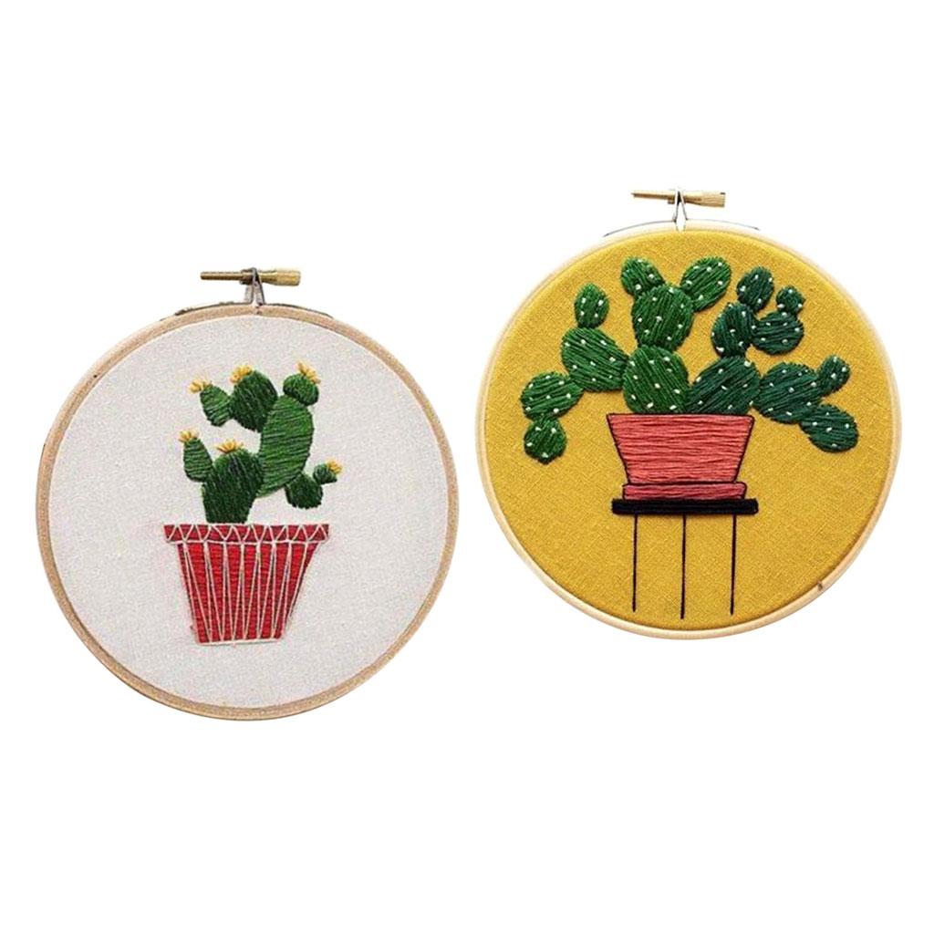 Embroidery Starter Kit with Pattern, 15cm Embroidery Hoop, Threads Style 1
