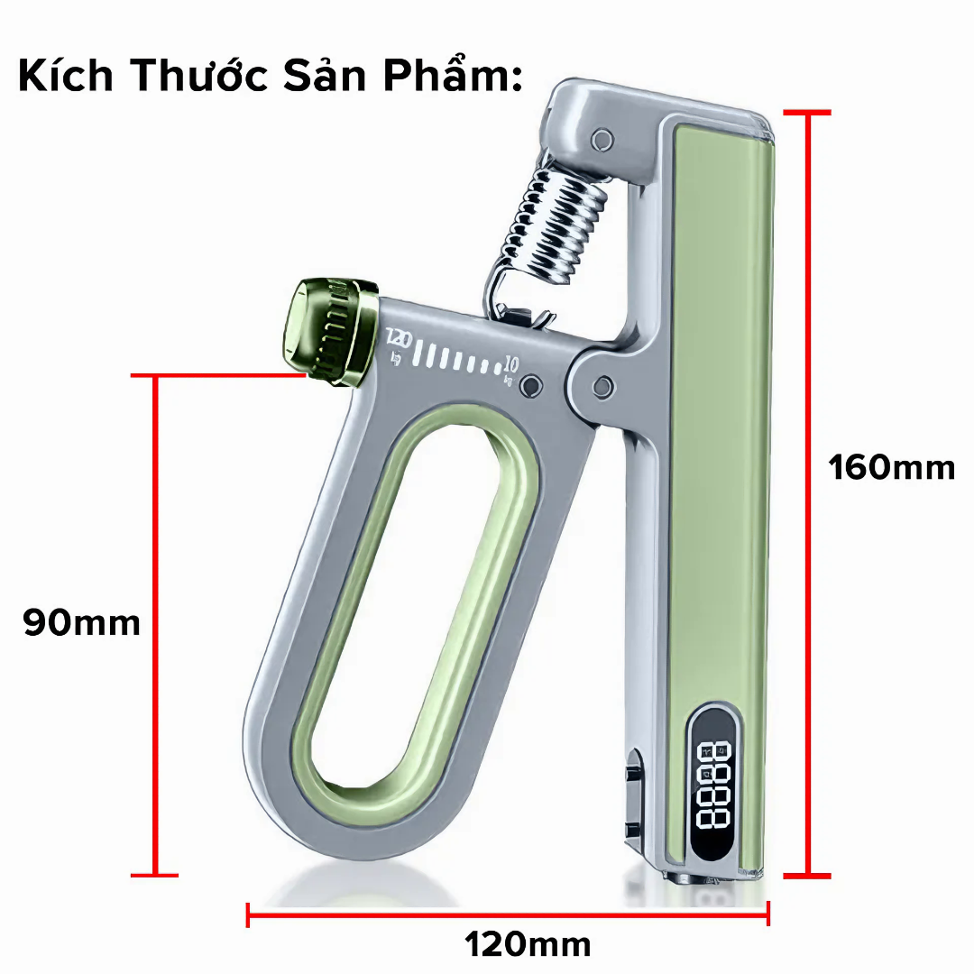 Kìm bóp cơ tay KG89 kháng lực có lò xo điều chỉnh có đếm số đếm giờ điện tử dụng cụ tập gym tại nhà lực từ 10-100kg - Hàng chính hãng