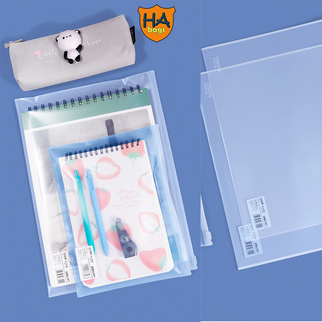 Túi nhựa đựng tài liệu khổ A4 có khóa kéo, túi đựng đồ dùng học tập HB1008