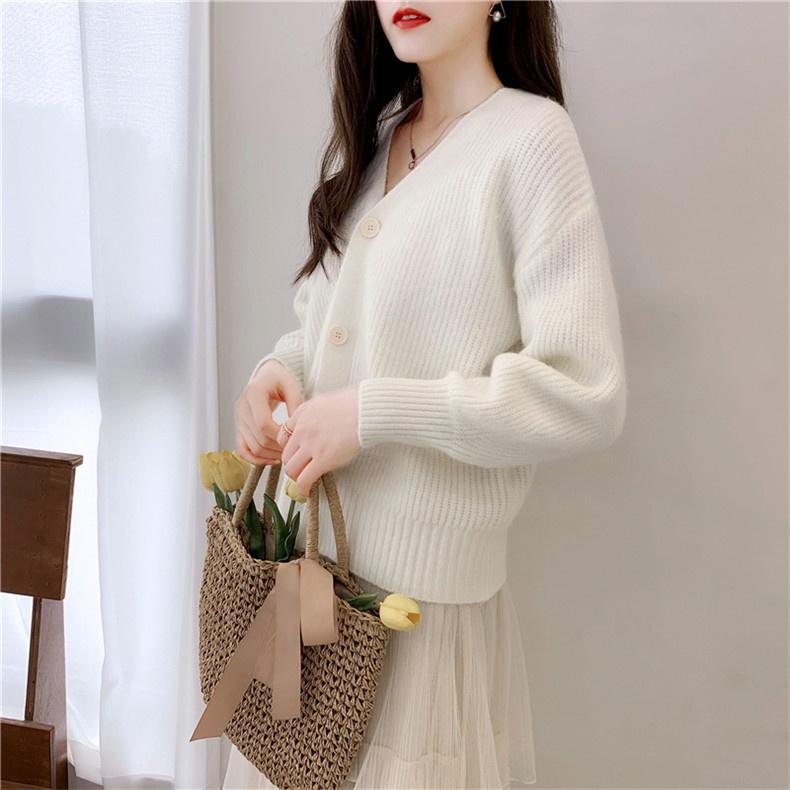 Áo cardigan len nữ dáng lửng tay bồng trẻ trung, thời trang phong cách trẻ