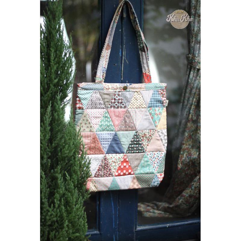 TÚI TOTE CHẦN BÔNG VẢI GHÉP QUILT