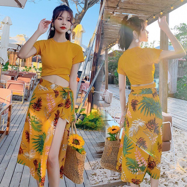Bộ Bộ bikini 3 mốn quần áo và khăn ngoài đẹp quyến rũ
