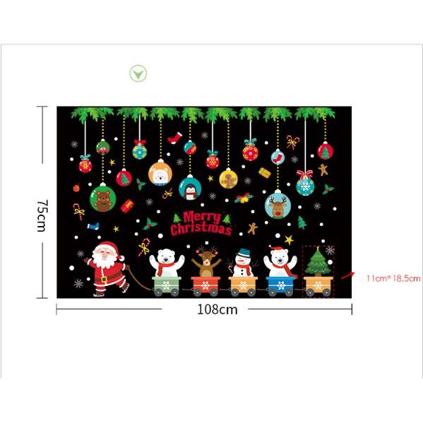 Decal trang trí Noel - Ông già Noel kéo xe cho các bạn nhỏ