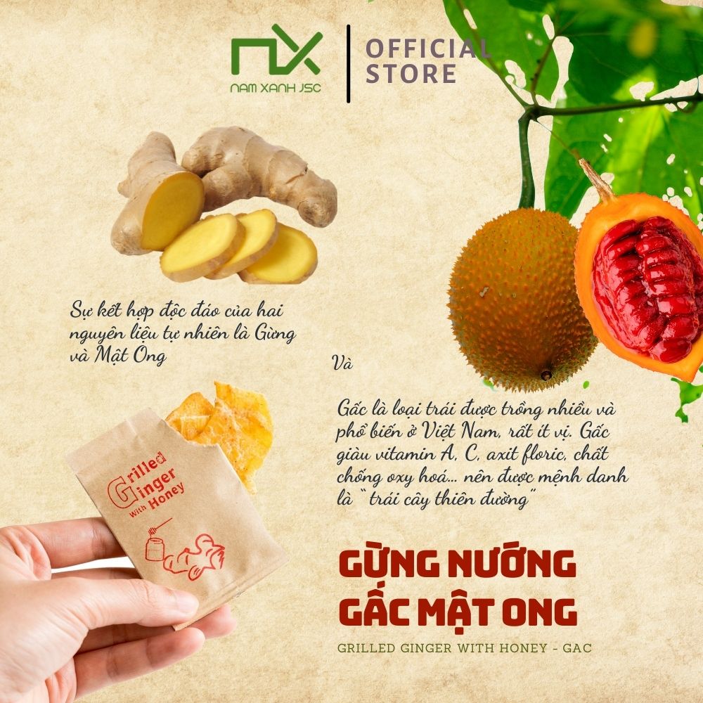 Gừng Nướng Gấc Mật Ong Nam Xanh 80g