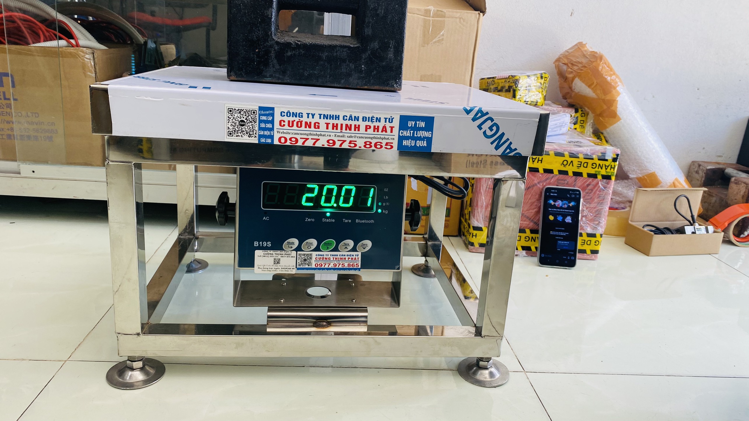 Cân điện tử bàn ghế INOX 304 chống nước B19S-100kg, kích thước 40x50cm