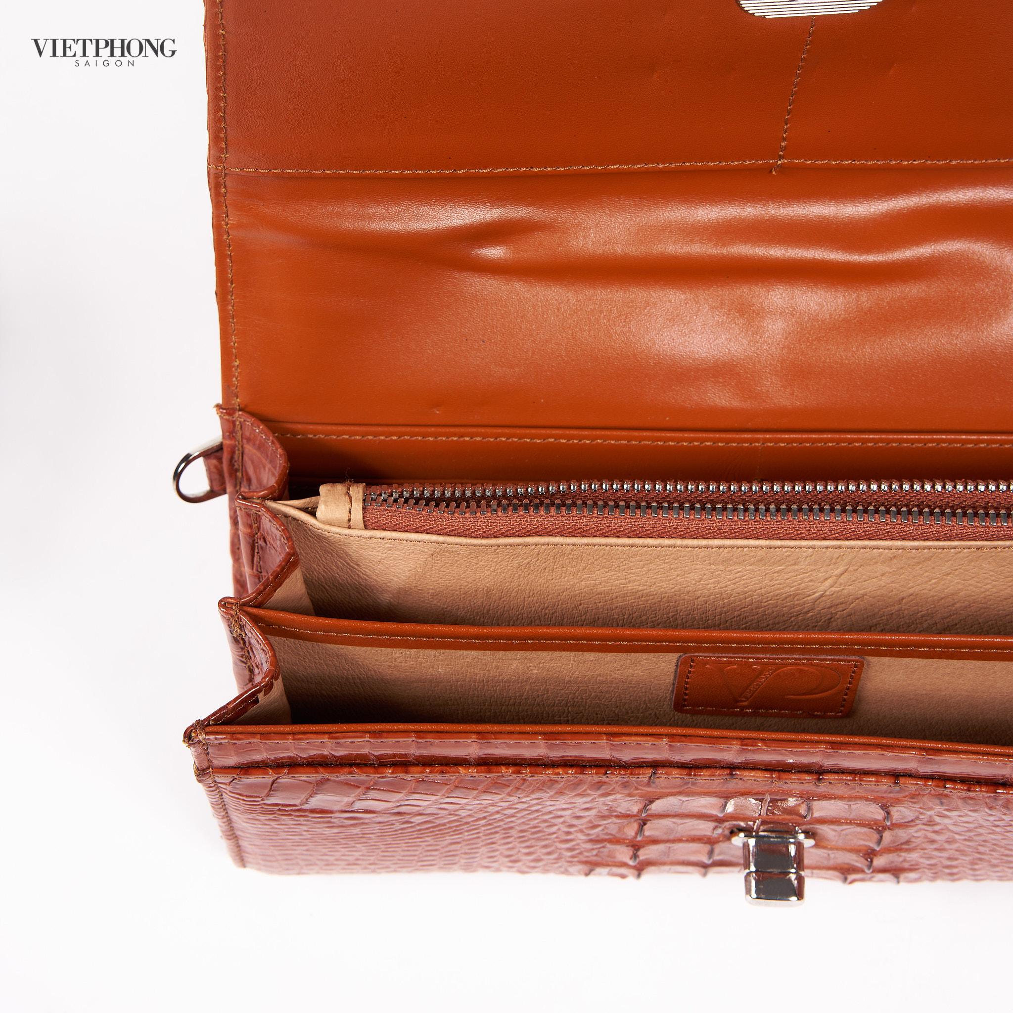 Túi clutch da cá sấu nữ VIETPHONG Laura T121