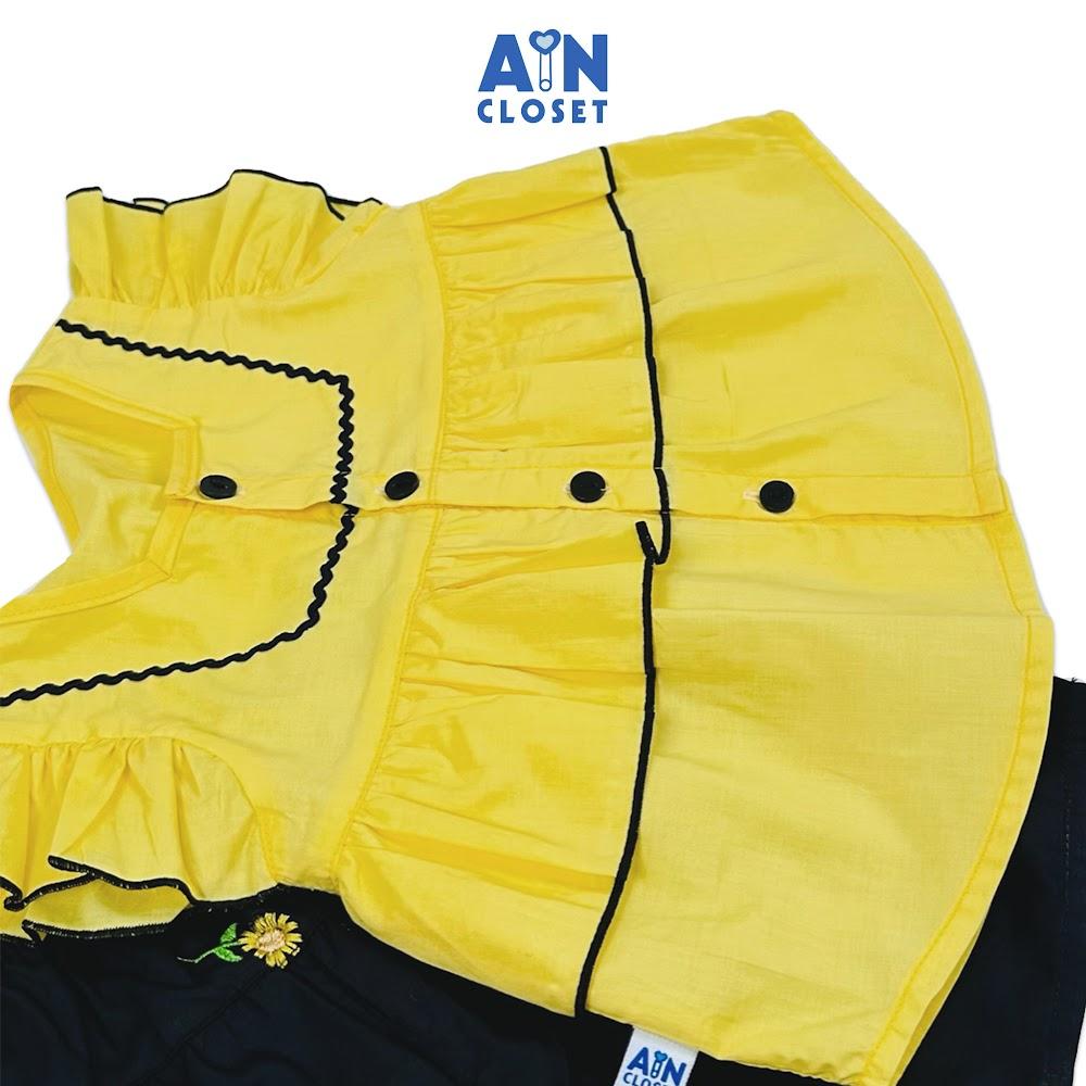 Bộ quần áo Ngắn bé gái họa tiết Hoa Vàng Đen cotton - AICDBGUGMWGT - AIN Closet