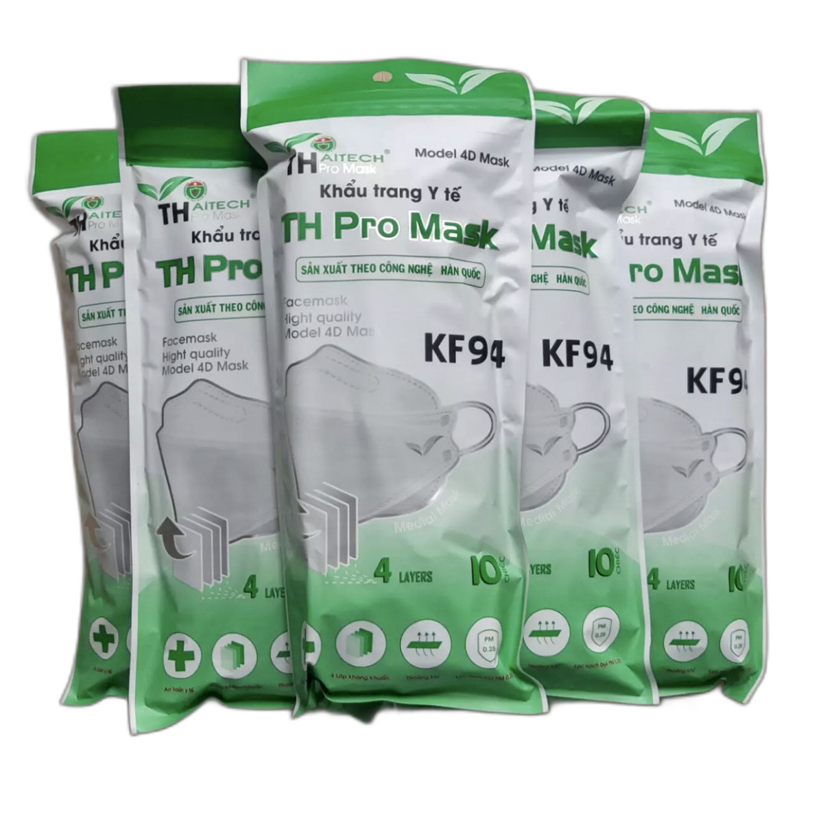 KHẨU TRANG KHÁNG KHUẨN 4 LỚP KF94 CHỐNG BỤI MỊN - 30 TÚI/THÙNG - TH PRO MASK