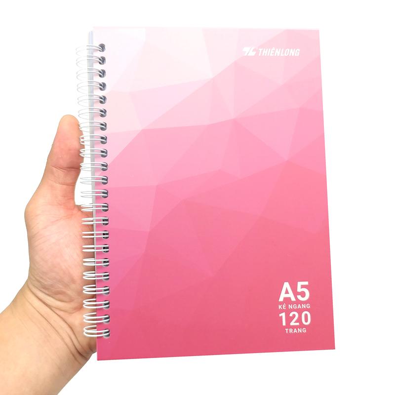Sổ Lò Xo A5 Kẻ Ngang 120 Trang 100gsm - Thiên Long MB-011 + Kèm Sticker Ngẫu Nhiên - Màu Hồng