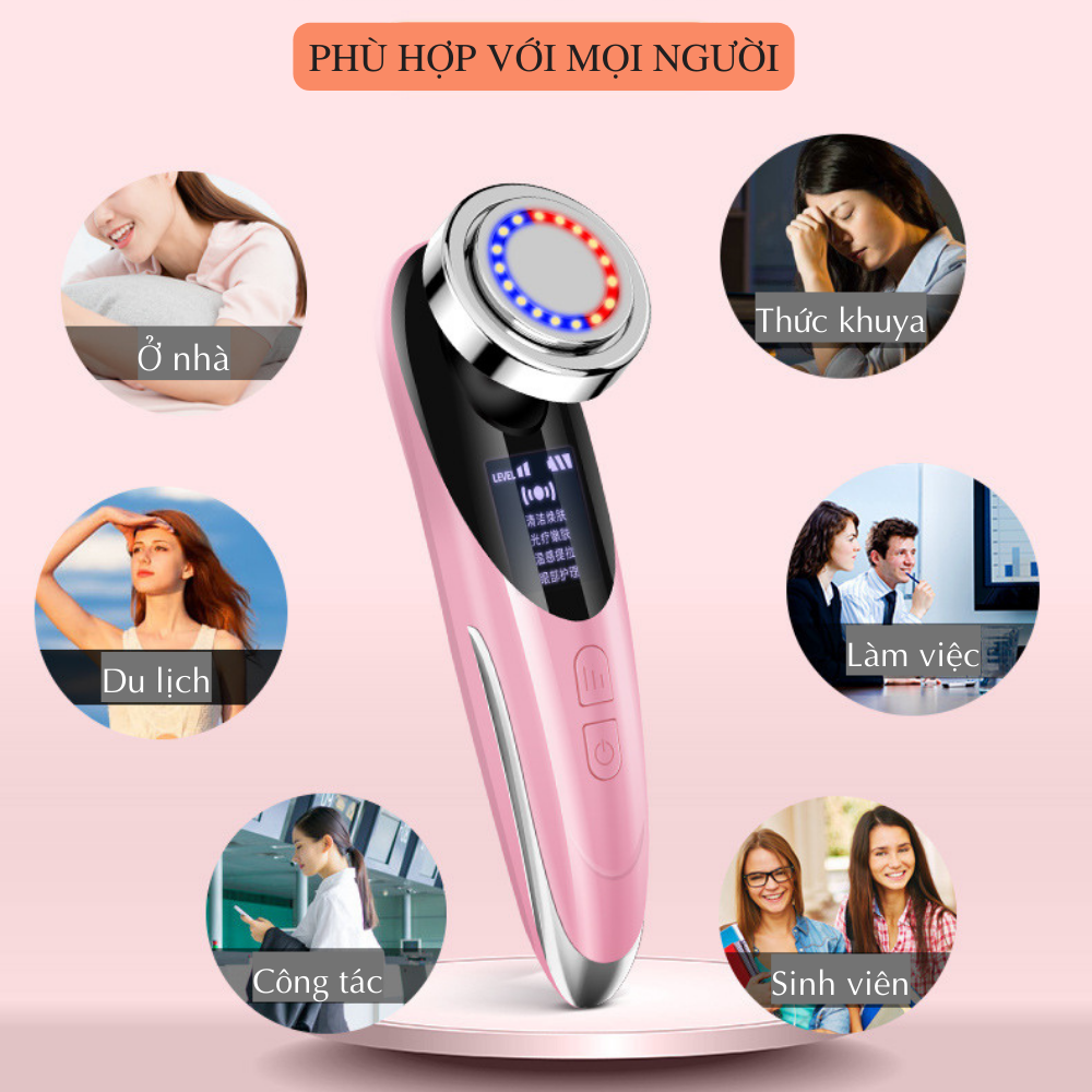 Máy điện di đẩy tinh chất ion âm dương dưỡng trắng da Boorui M80B, máy massage điện di chăm sóc da mặt chuyên nghiệp giúp làm sạch sâu và trẻ hóa làn da - Hàng loại 1