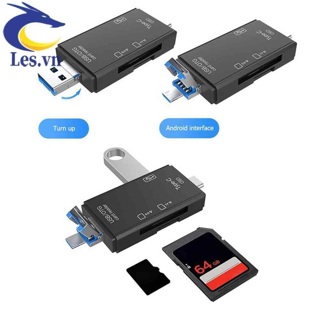 Đầu Đọc Thẻ Nhớ 6 Trong 1 OTG USB 3.0 Type-C