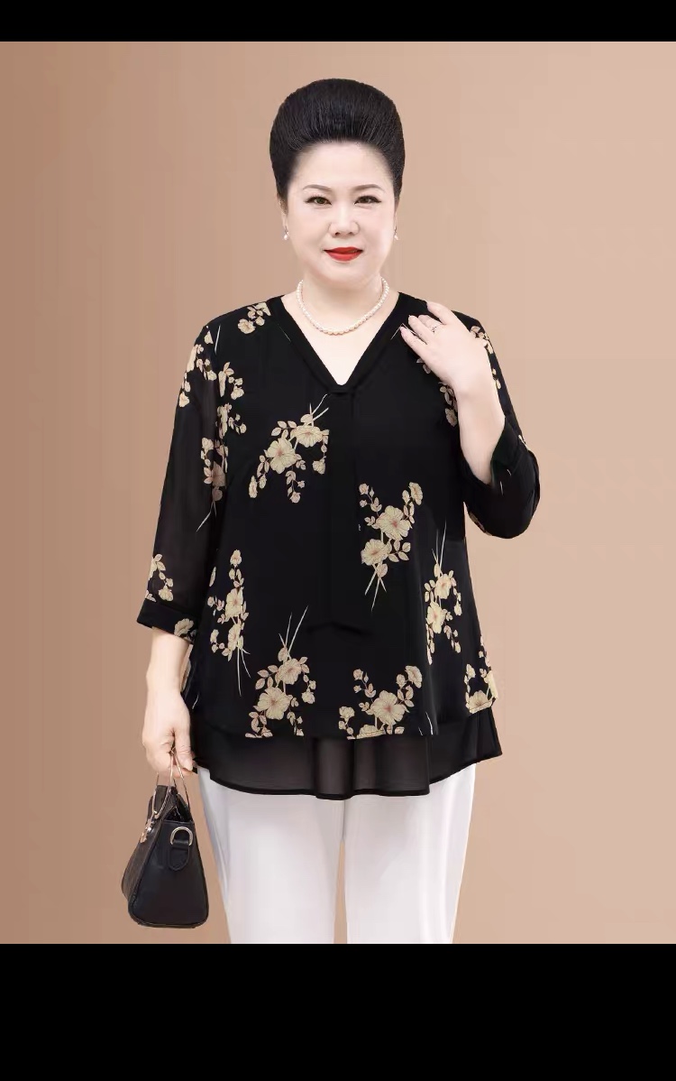 Áo Sơ Mi Hoa Cho Mẹ Béo SM82 - Hàng Quảng Châu Cao Cấp