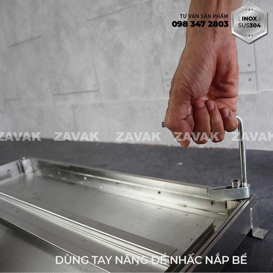 Nắp bể ngầm inox, chống nước ngăn mùi . Lát gạch âm sàn kt 60x60cm. Inox304 chống gỉ