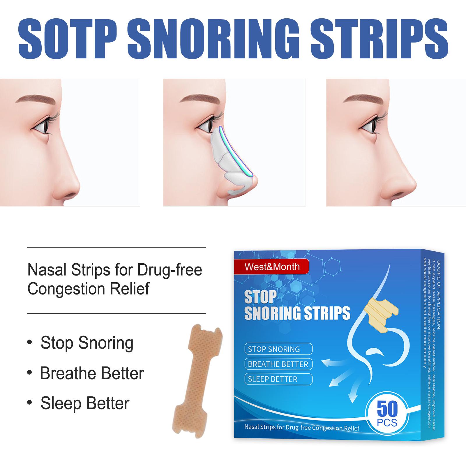 West&Month 50PCS Nose Nasal Strips to Reduce Snoring Anti-snoring and Relieve Nose Congestion