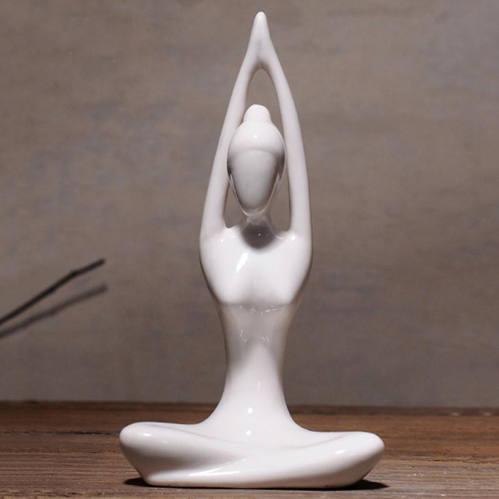 5x Ceramic Yoga Figure Ornament Statue Sculpture for Desk Decor