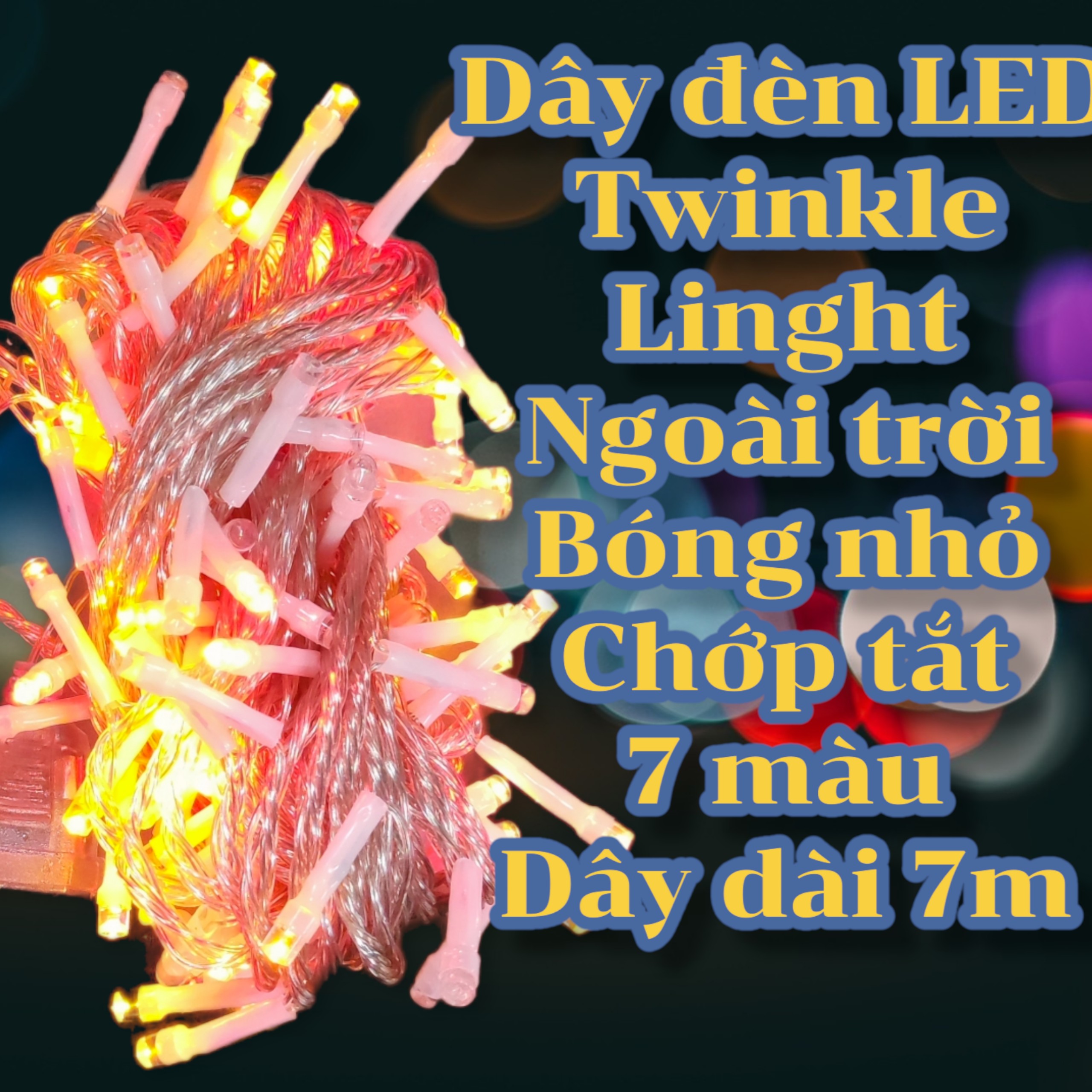 Dây đèn LED ngoài trời Twinkle Light - Dây dài 7M - Bóng nhỏ