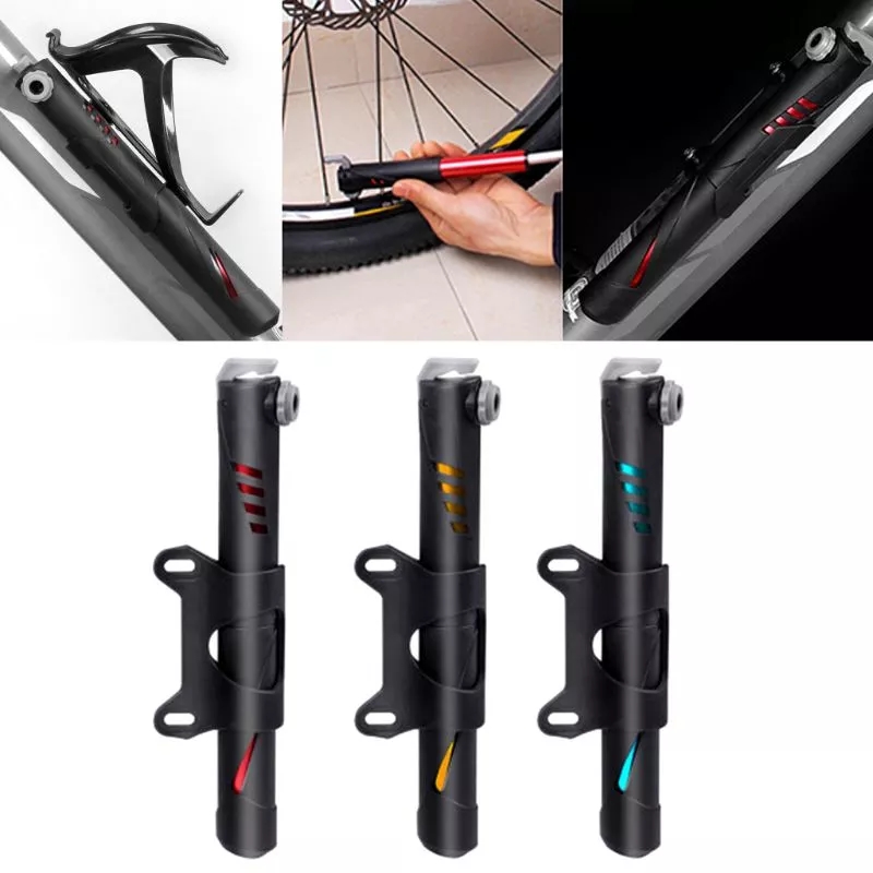 Bơm Xe Đạp Mini Treo Xe Gắn Khung Sườn Có Đế Gắn Sử Dụng Khẩn Cấp 120Psi 8 Bar Siêu Nhẹ Xy Lanh Lõi Nhôm Mai Lee