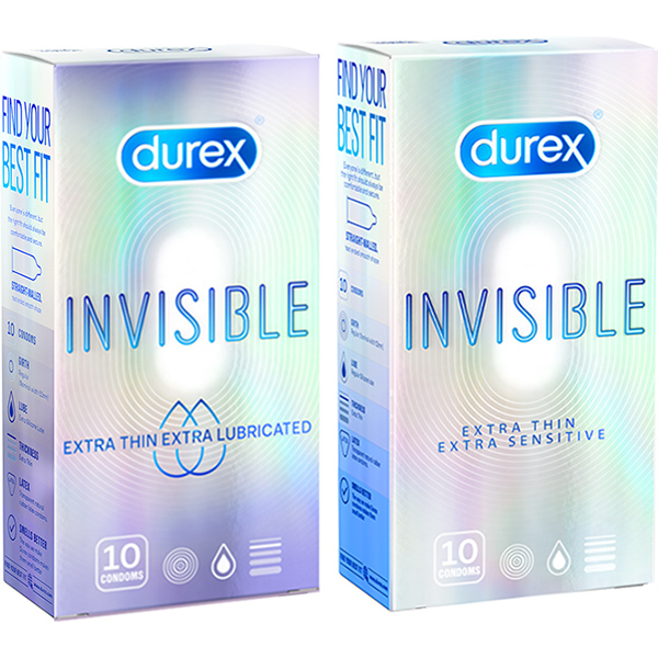 Hình ảnh Bao Cao Su Siêu Mỏng, Thêm Chất Bôi Trơn Durex Invisible Extra Lub Hộp 10s + Bao Cao Su Siêu Mỏng Invisible Hộp 10s
