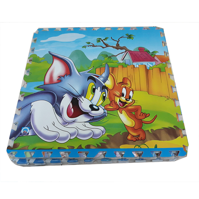 Combo 4 tấm tranh thảm xốp, in hình mèo Tom và Jerry, kích thước 1 tấm 60cm x 60cm x1cm