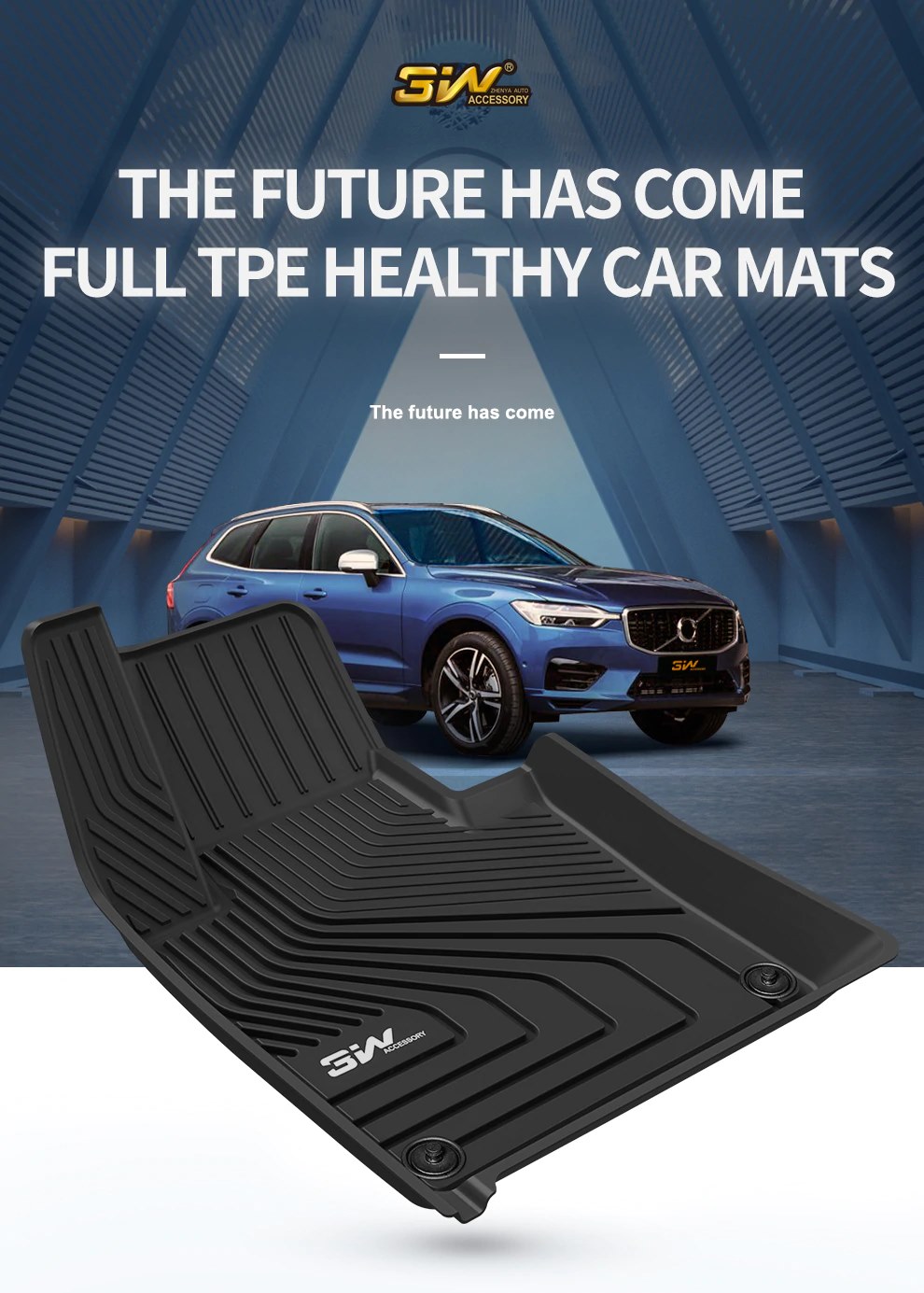 Thảm lót sàn xe ô tô Volvo XC60 2017, đến nay chất liệu nhựa TPE đúc khuôn cao cấp,nhãn hiệu Macsim 3W,màu đen..
