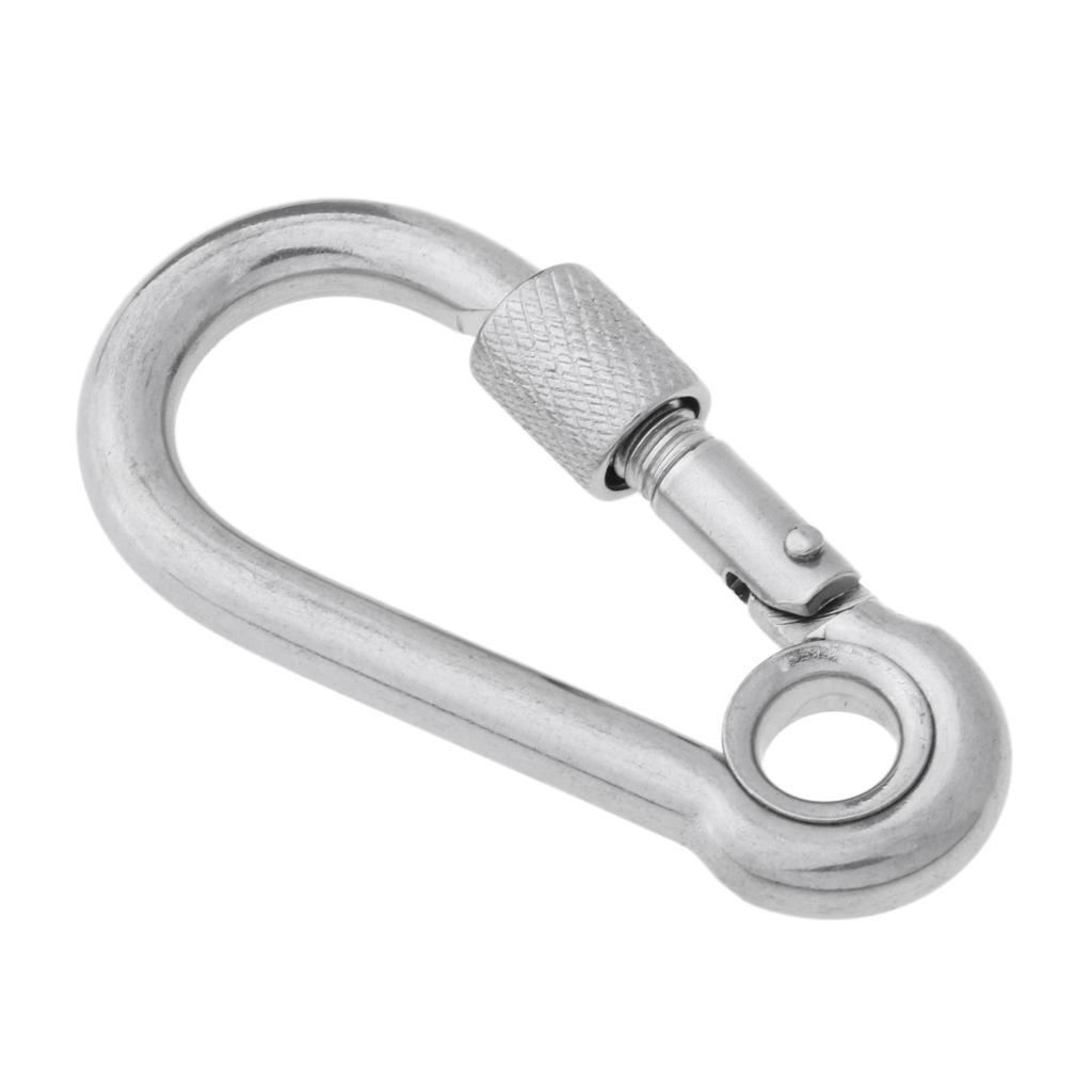 2x Stainless Steel Safety Carabiner Spring Screwgate for Camping Hammock
