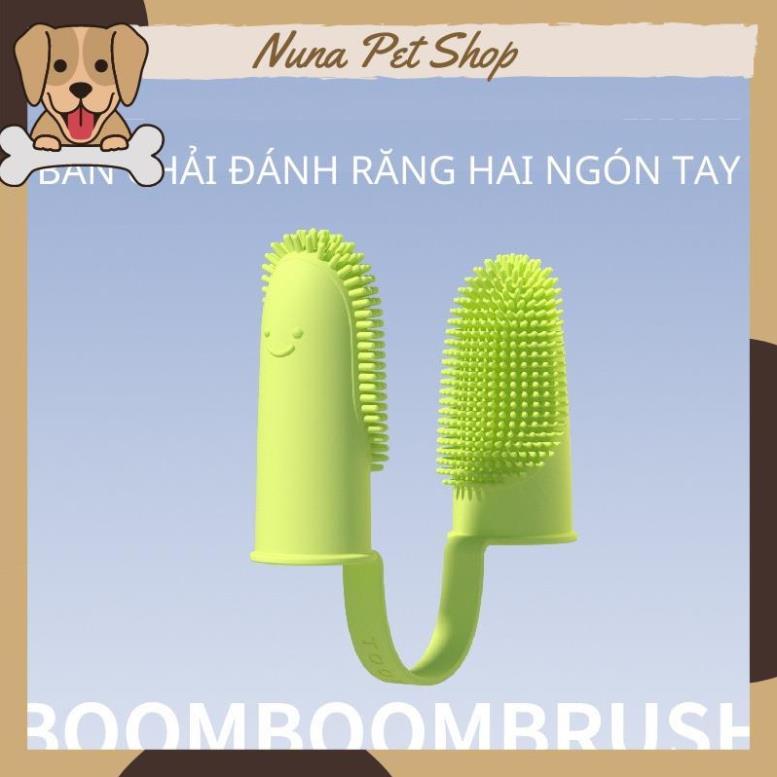 Bàn chải đánh răng cho chó mèo - Bàn chải xỏ ngón bằng silicone mềm tiện dụng