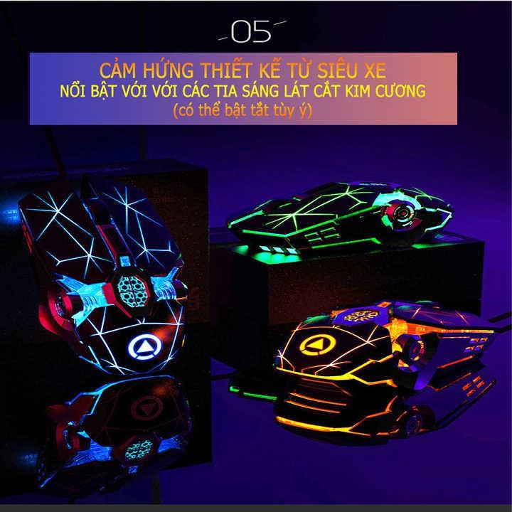 Chuột chơi game có dây G3OS với hai nút tăng giảm độ phân giải, hiệu ứng Led 7 màu, thiết kế ấn tượng