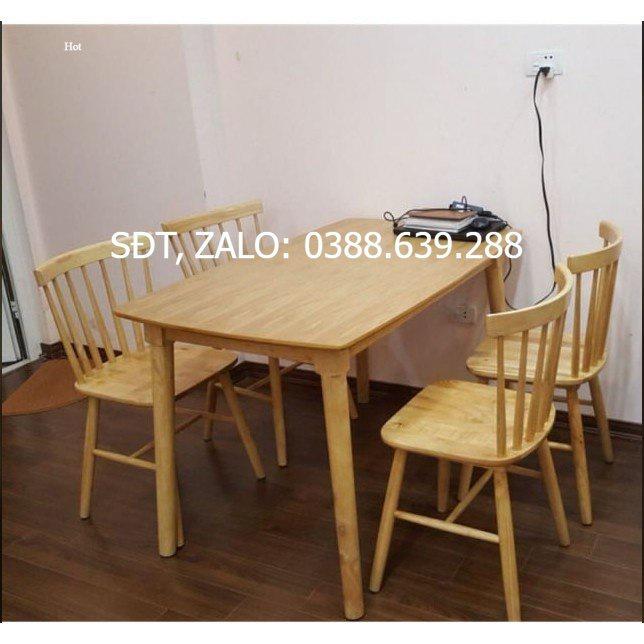 Bộ Bàn Ăn 4 Ghế Nan Bằng Gỗ Tự Nhiên