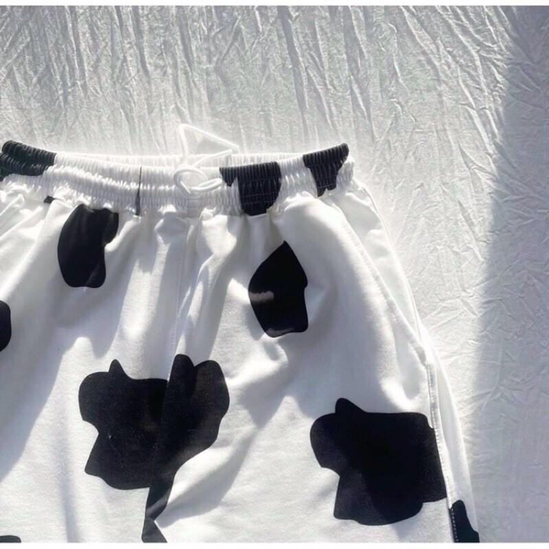 Áo thun kiểu croptop nữ in bò sữa
