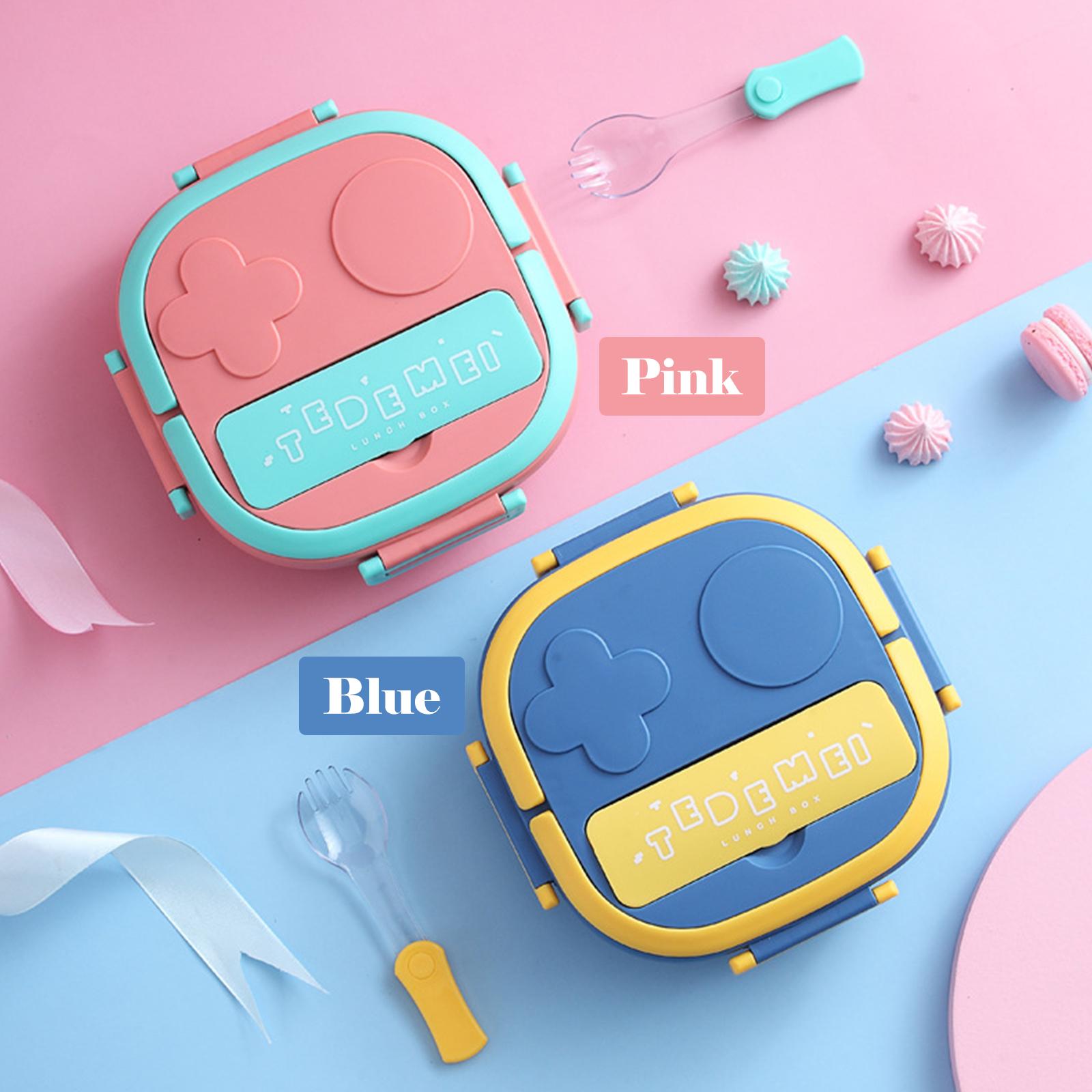 Lunch Box With Fork 3 Compartment Japanese Lunch Box Reusable Lunch Dinner Container Leakproof Stainless Steel Bento Box