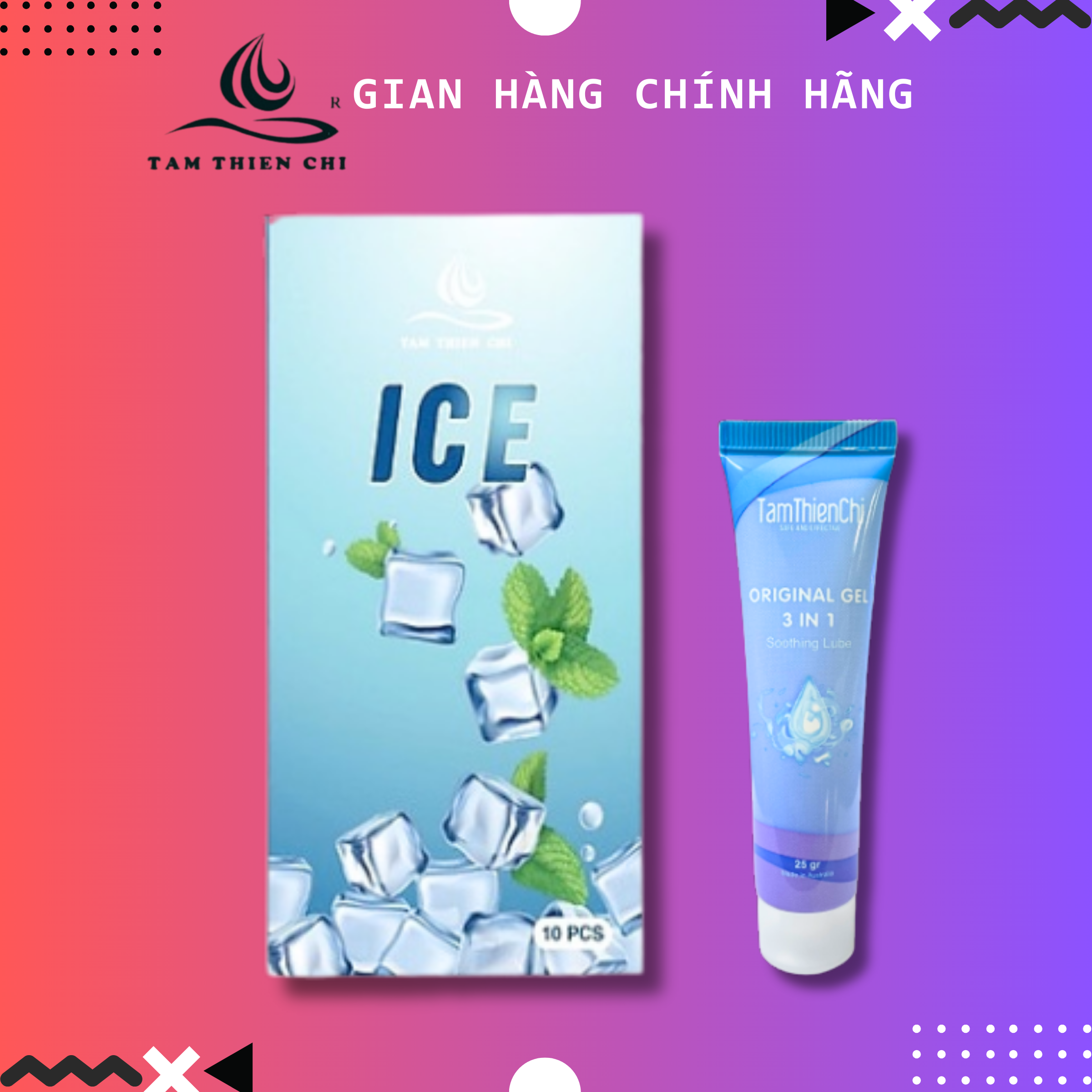 Gel bôi trơn Tâm Thiện Chí 25g và Bao cao su TTC ICE hộp 10 cái