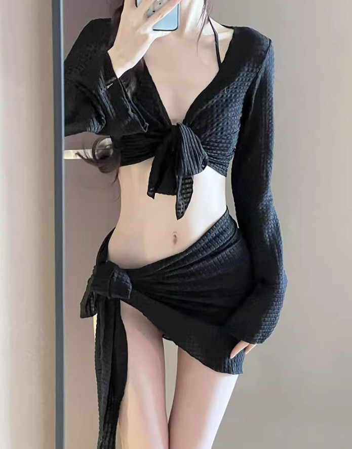 Bikini 4 Chi Tiết Tay Dài - Váy Quây - Mẫu Mới Trẻ Trung Dễ Thương BK002 MayHomes Đồ Bơi Nữ Nhiều Mảnh