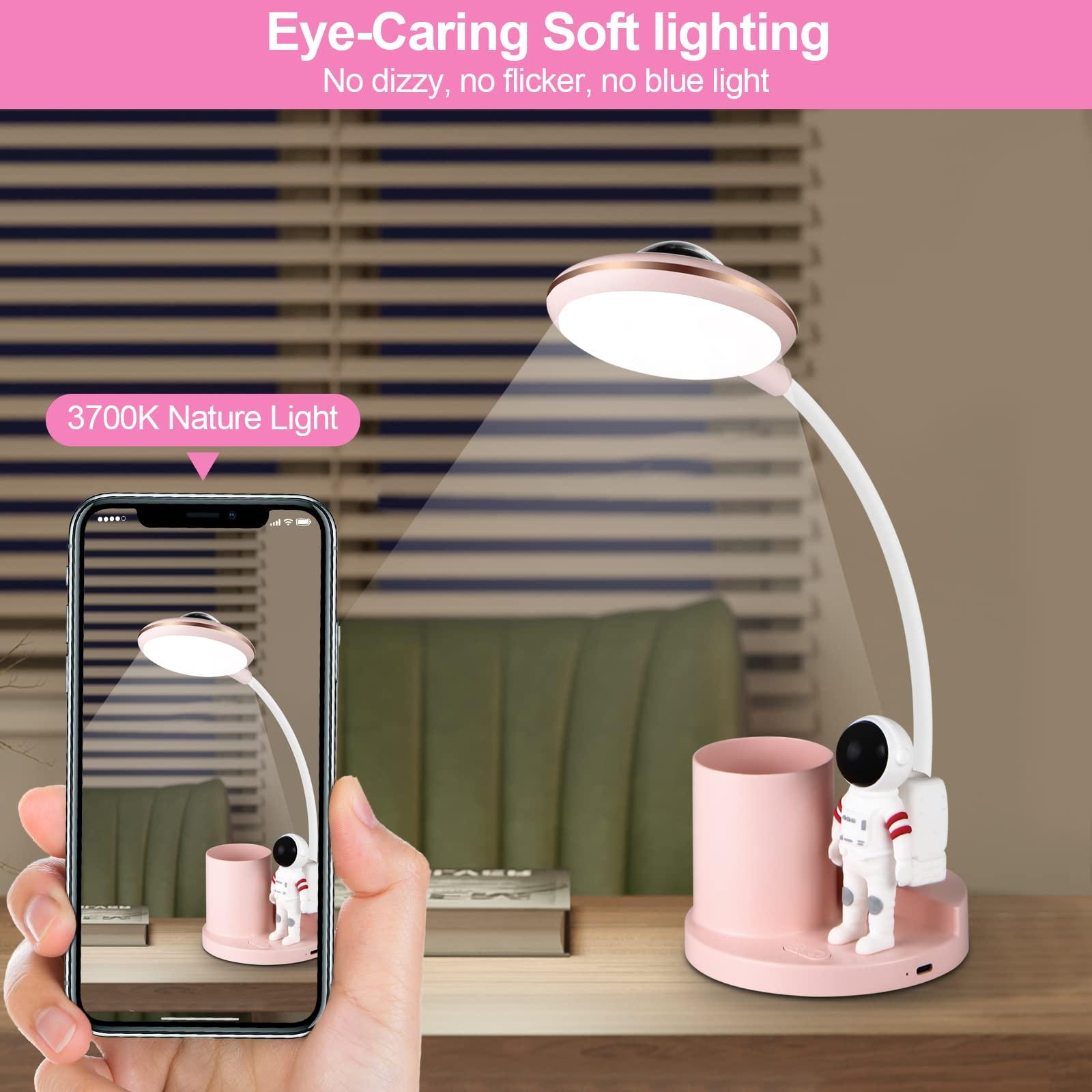 Desklamp dẫn trẻ em 5W, pin bàn hoạt động không dây với giá đỡ bút và chiếu, pin đèn cổ thiên nga linh hoạt cho phòng khách văn phòng